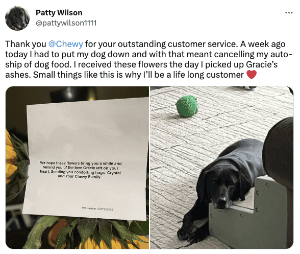 Chewy delivery flowers to customer. 