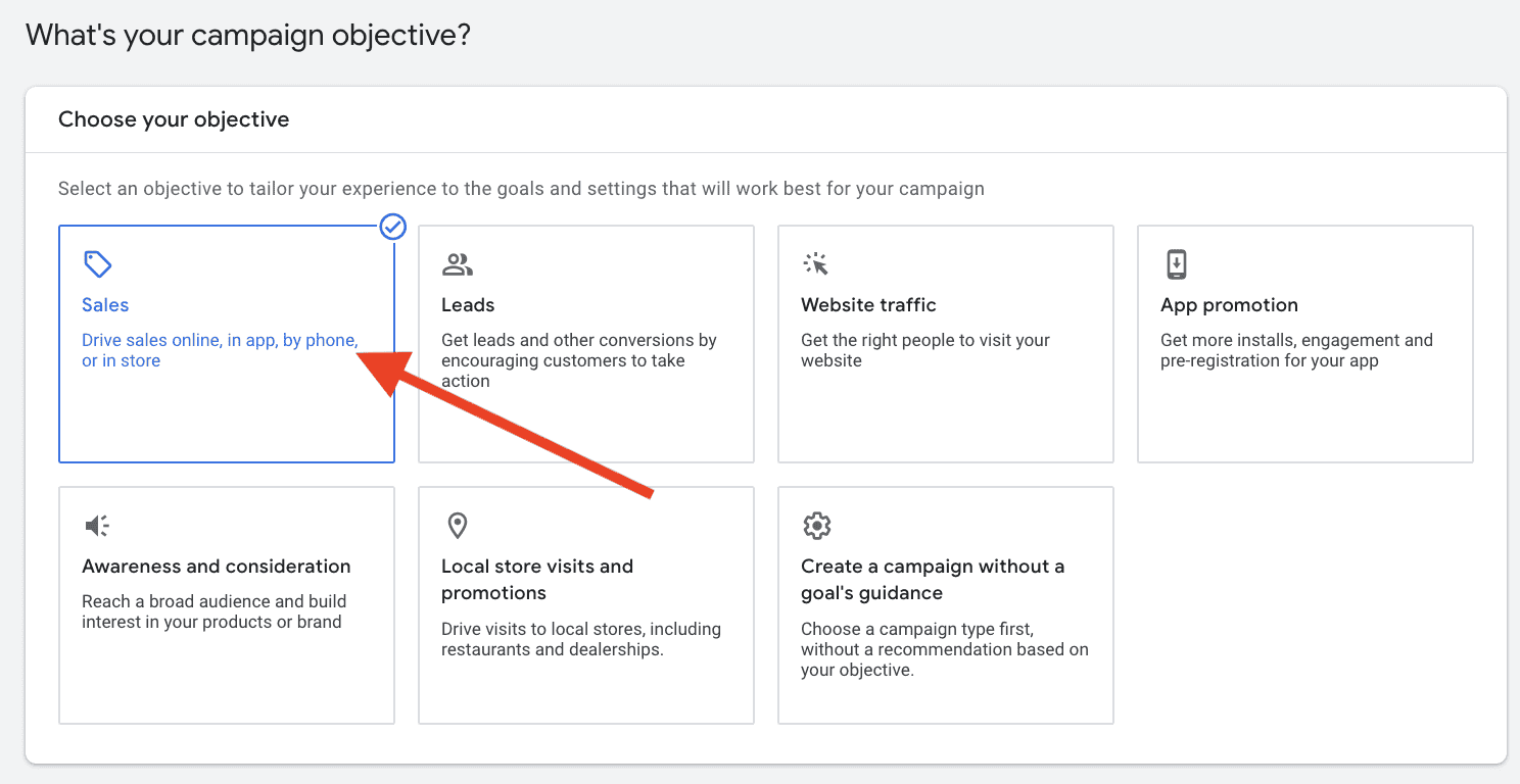dynamic search ads - Choose your goals