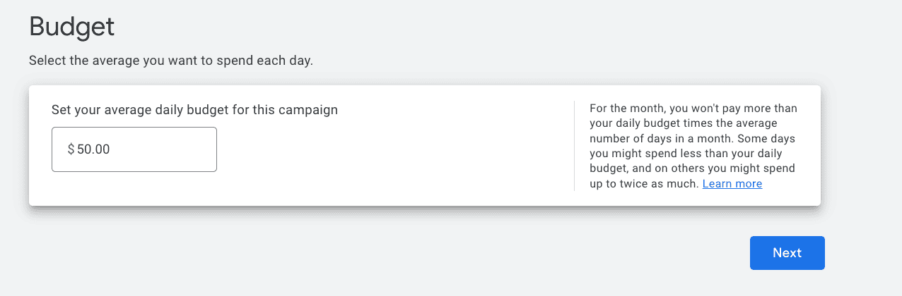 dynamic search ads - set budget