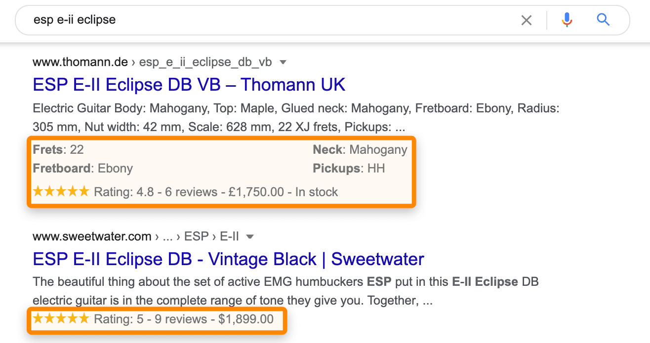 Example of structured data