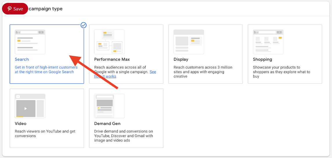 Unlocking the Power of PCP Marketing 3 Screenshot of setting up a search ad.