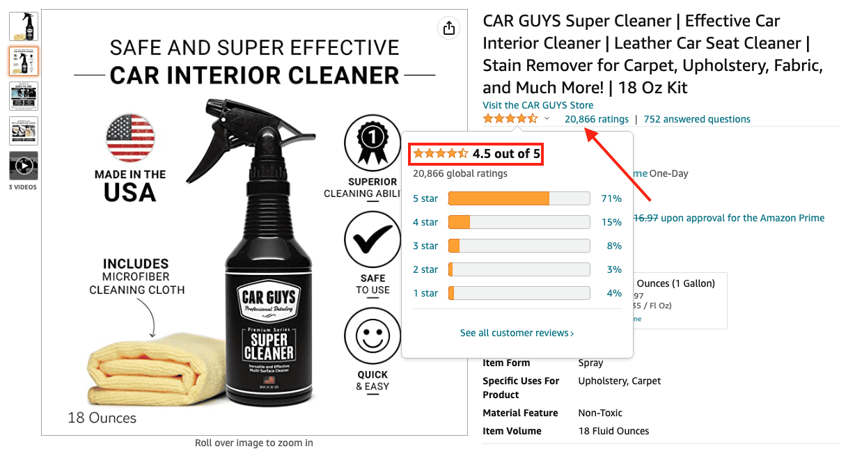 Steering wheel cleaner with 21,000 customer reviews. 